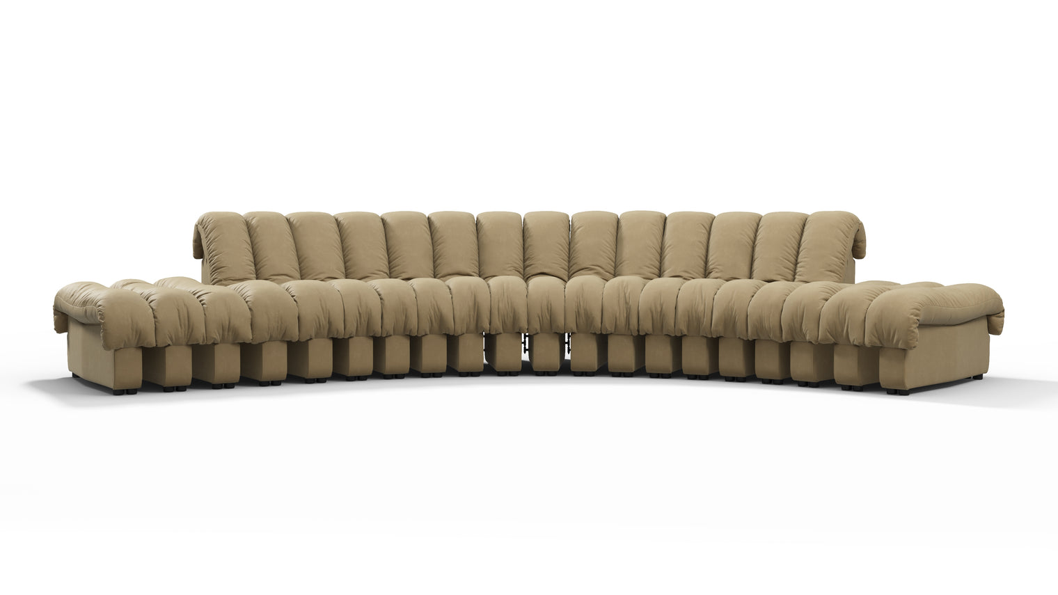 Chic Sectional | Introducing the DS 600 Sofa, an icon of avant-garde design and a true testament to the visionary design. Inspired by designs of the 1970s, this sofa revolutionizes the concept of modular seating, pushing boundaries and redefining the possibilities of contemporary furniture.
