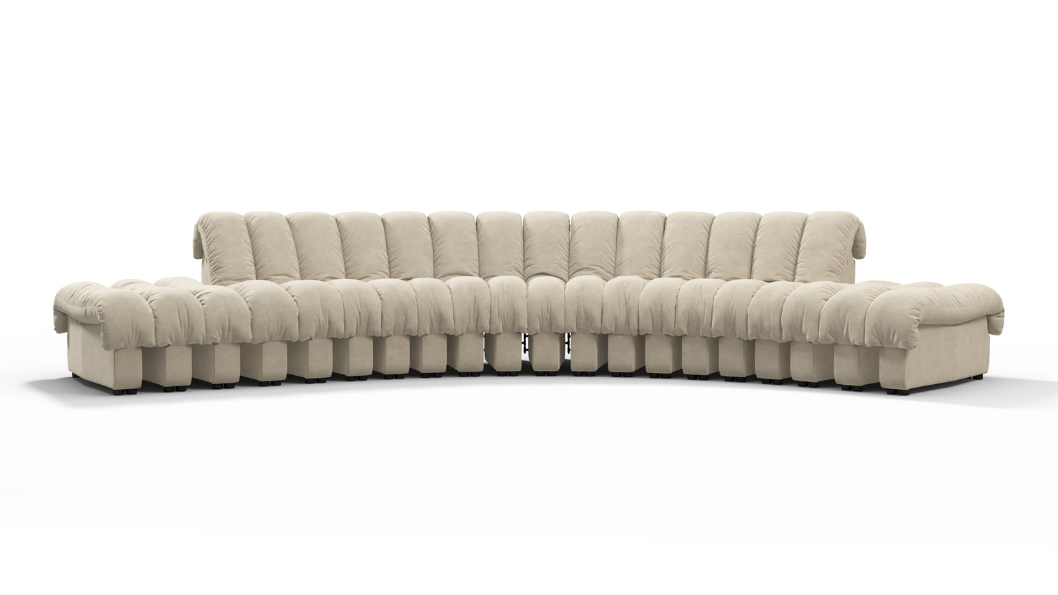 Chic Sectional | Introducing the DS 600 Sofa, an icon of avant-garde design and a true testament to the visionary design. Inspired by designs of the 1970s, this sofa revolutionizes the concept of modular seating, pushing boundaries and redefining the possibilities of contemporary furniture.
