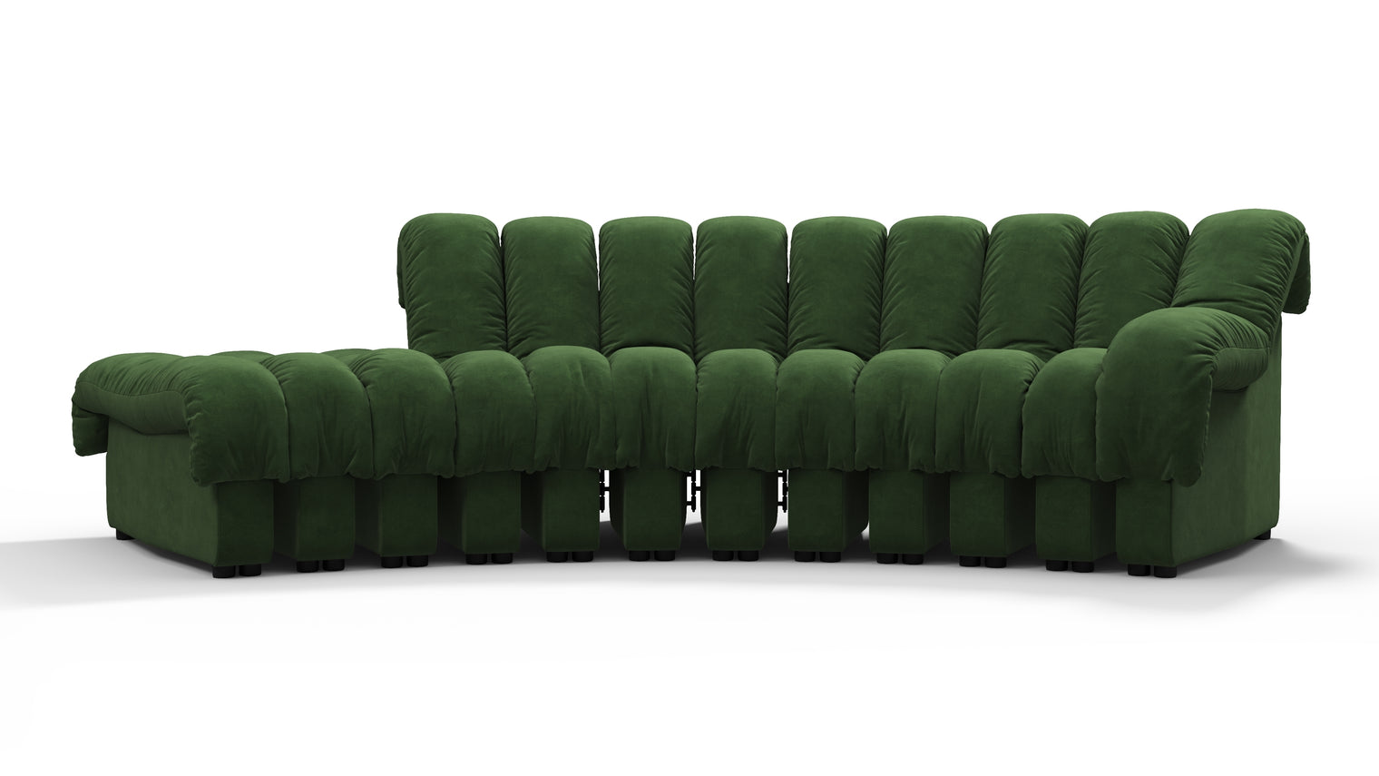 Chic Sectional | Introducing the DS 600 Sofa, an icon of avant-garde design and a true testament to the visionary design. Inspired by designs of the 1970s, this sofa revolutionizes the concept of modular seating, pushing boundaries and redefining the possibilities of contemporary furniture.
