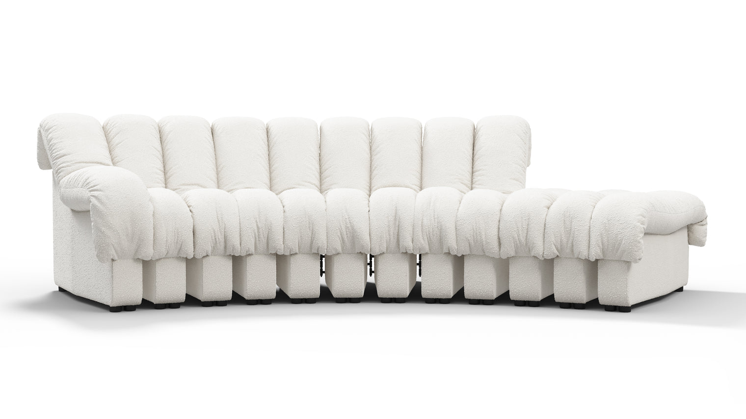 Chic Sectional | Introducing the DS 600 Sofa, an icon of avant-garde design and a true testament to the visionary design. Inspired by designs of the 1970s, this sofa revolutionizes the concept of modular seating, pushing boundaries and redefining the possibilities of contemporary furniture.
