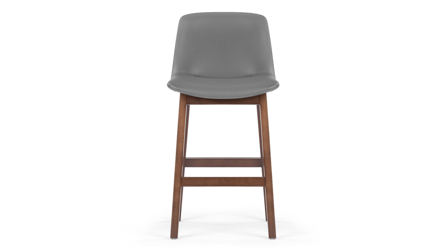 LeBlanc - LeBlanc Counter Stool, Glacier Gray Vegan Leather and Walnut