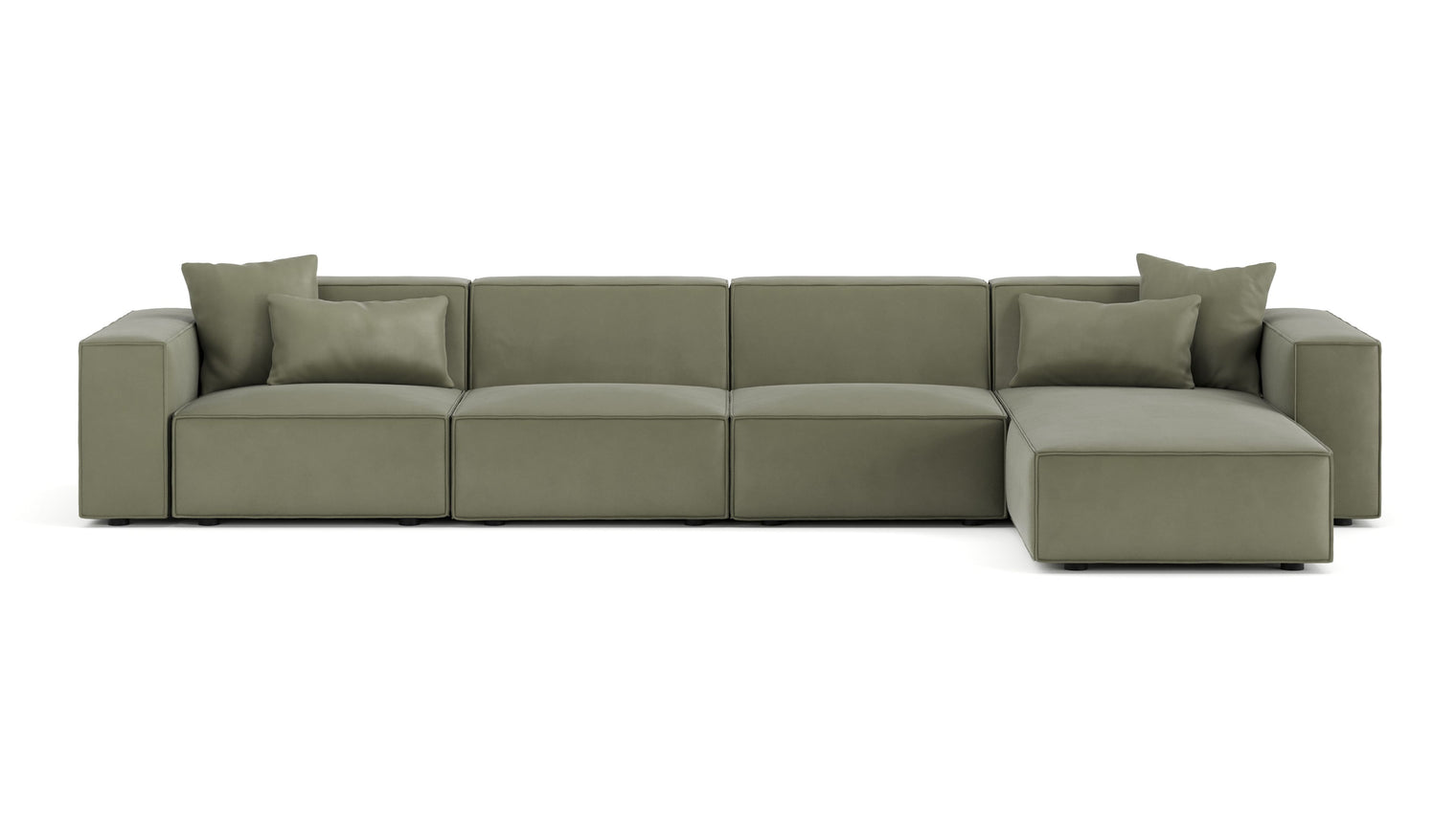 Chic Minimalism | The Arles Sectional Sofa offers a relaxed yet sophisticated look with its boxy design, refined piping, and neutral tones, making it an adaptable fit for modern interiors. Its understated charm adds warmth and style to any space.
