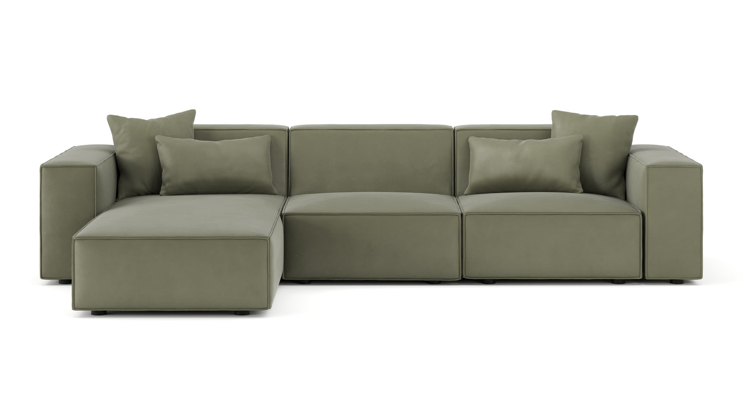 Chic Minimalism | The Arles Sectional Sofa offers a relaxed yet sophisticated look with its boxy design, refined piping, and neutral tones, making it an adaptable fit for modern interiors. Its understated charm adds warmth and style to any space.
