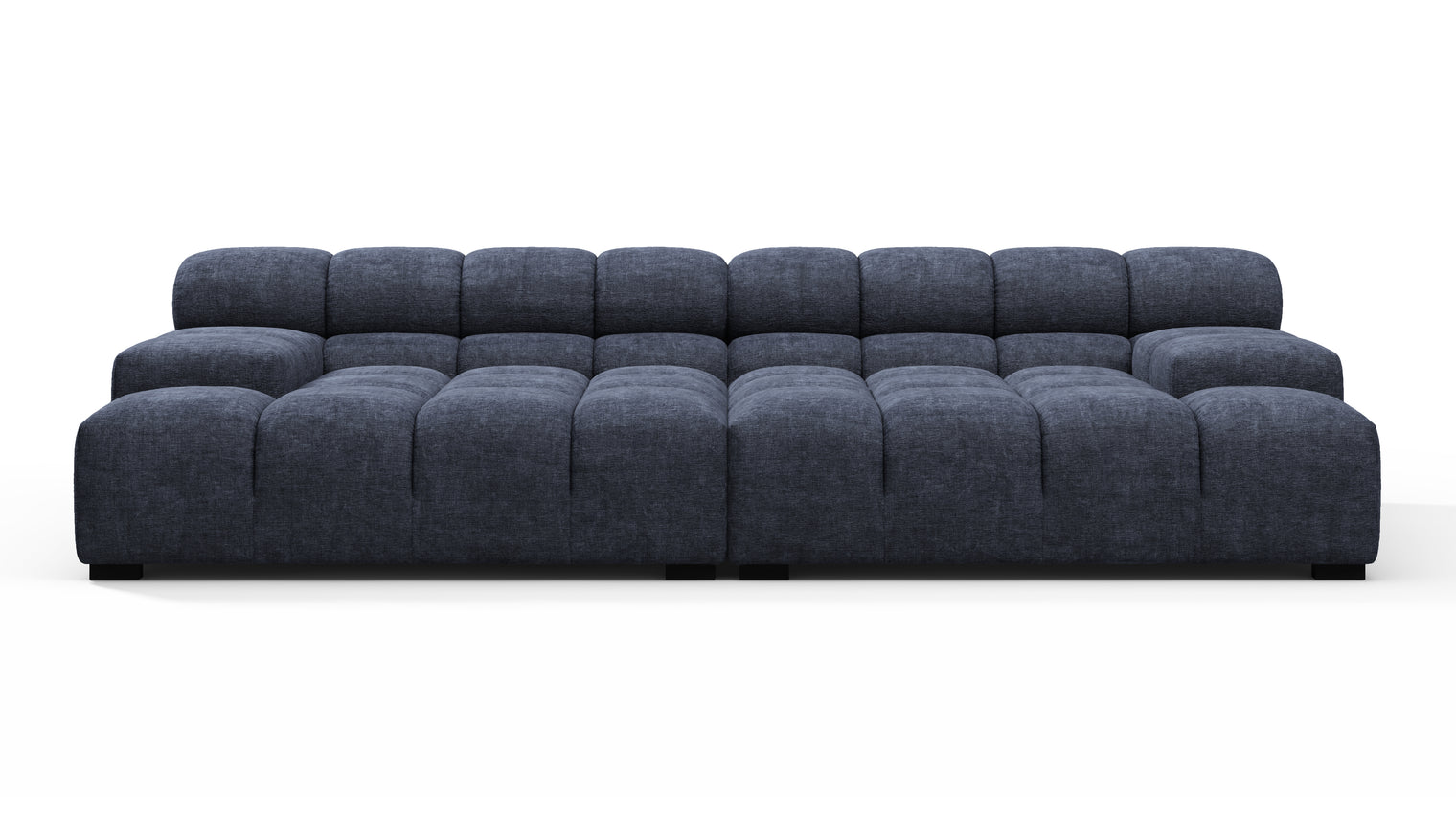 Tufted - Tufted Sectional, Extra Deep Sofa, Indigo Blue Chenille
