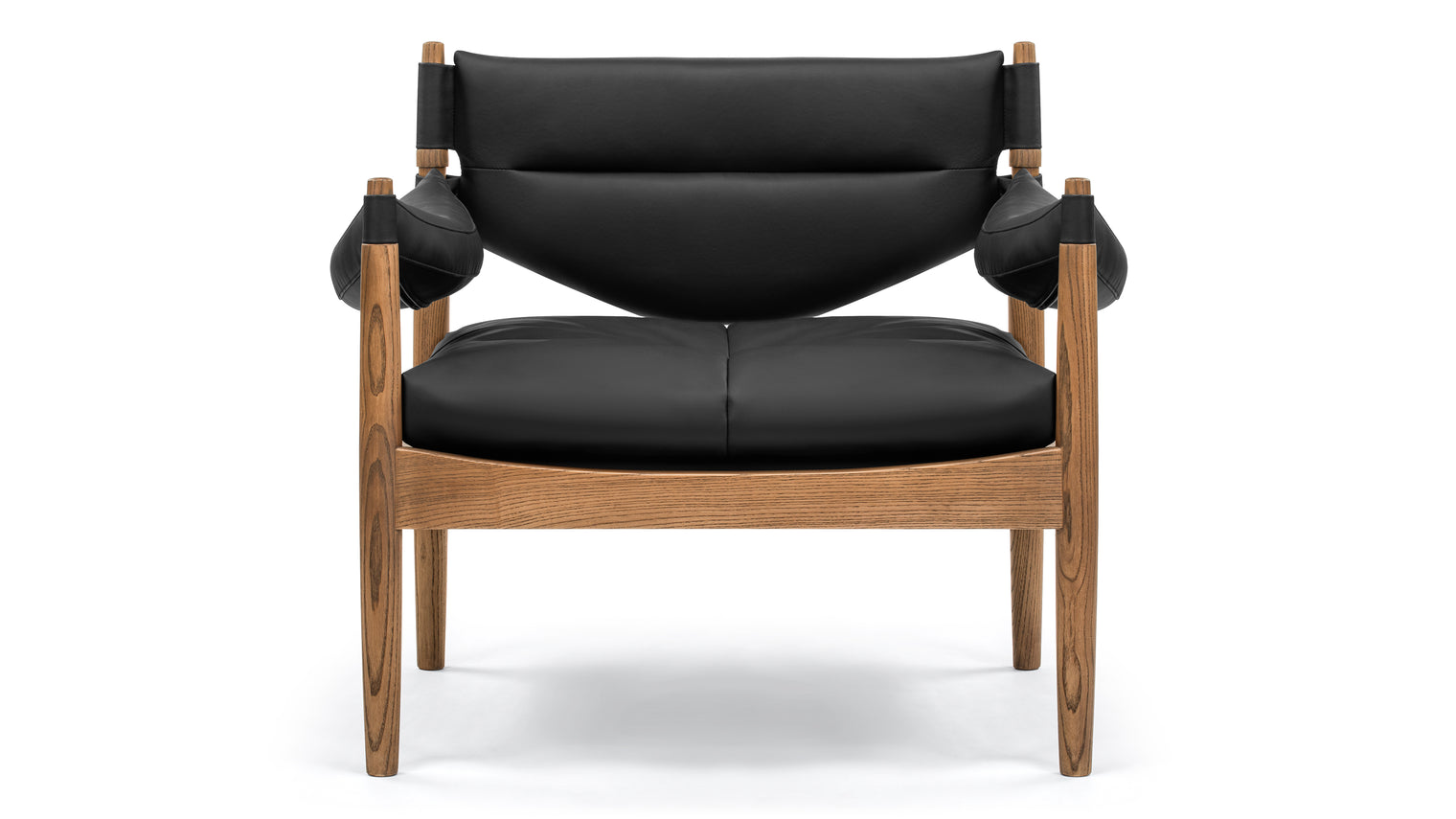 Modus - Modus Lounge Chair, Black Vegan Leather and Walnut Stain