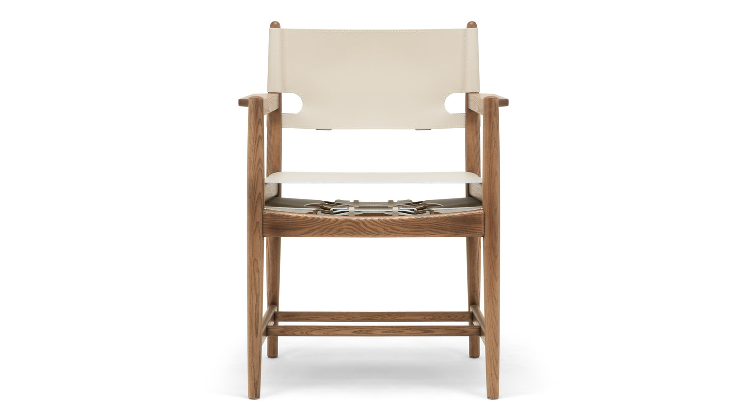Aksel - Aksel Armchair, Coconut Cream Vegan Leather and Walnut Stain