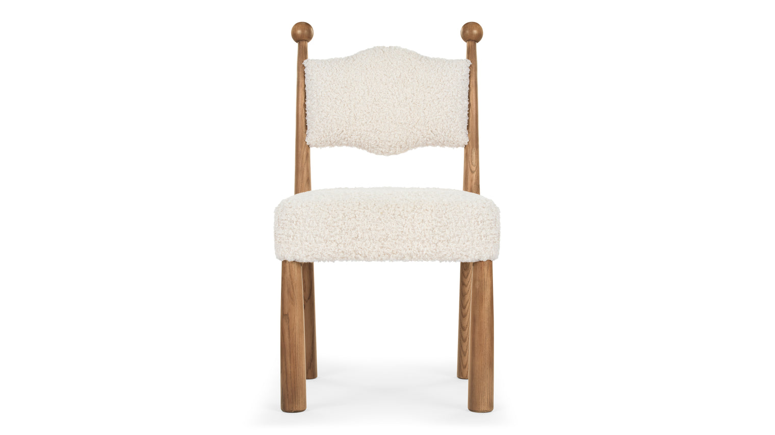 Boheme - Boheme Side Chair, Cream Teddy Sherpa and Walnut Stain