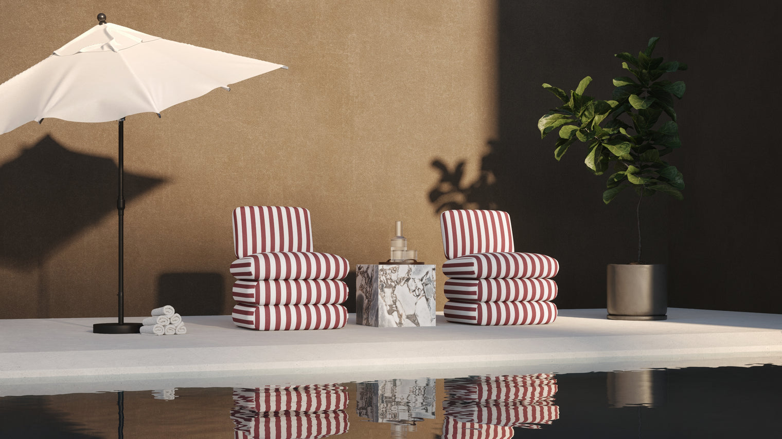 Pillow - Pillow Indoor/Outdoor Chair, Red Stripe