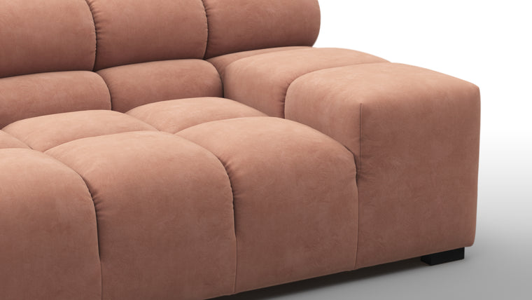 SUPERIOR COMFORT | Designed with the easy-going, informal ethos of the 1970s in mind, the Tufty modules are generously proportioned, coming together in a bench-like base with barely-there connections, allowing plenty of room for you to lean back and curl up in comfort.
