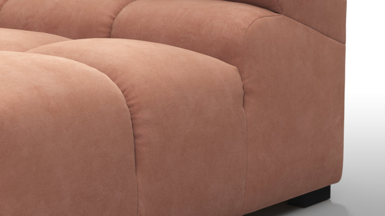 SUPERIOR COMFORT | Designed with the easy-going, informal ethos of the 1970s in mind, the Tufty modules are generously proportioned, coming together in a bench-like base with barely-there connections, allowing plenty of room for you to lean back and curl up in comfort.
