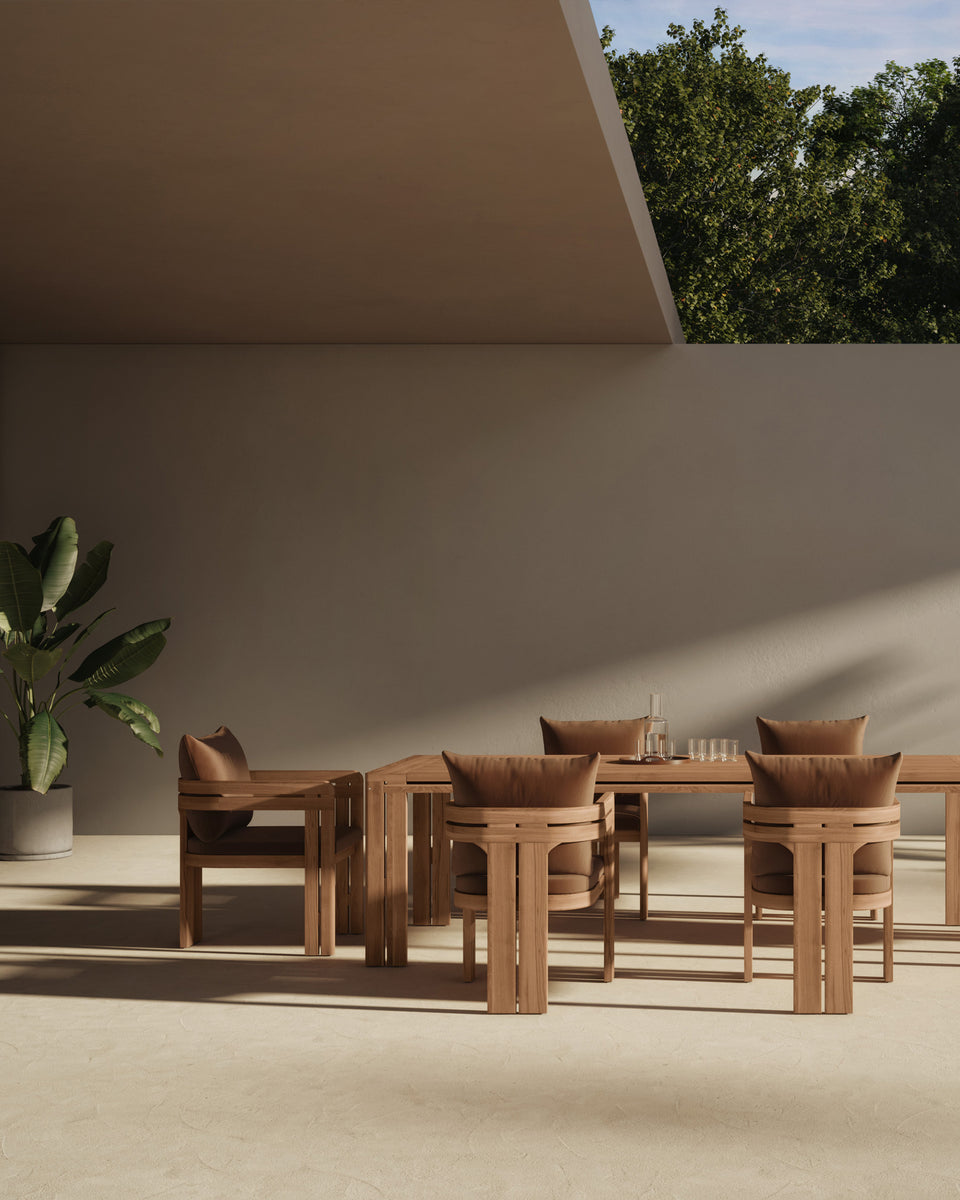 Lusso Outdoor Dining Table, Natural Teak – Interior Icons