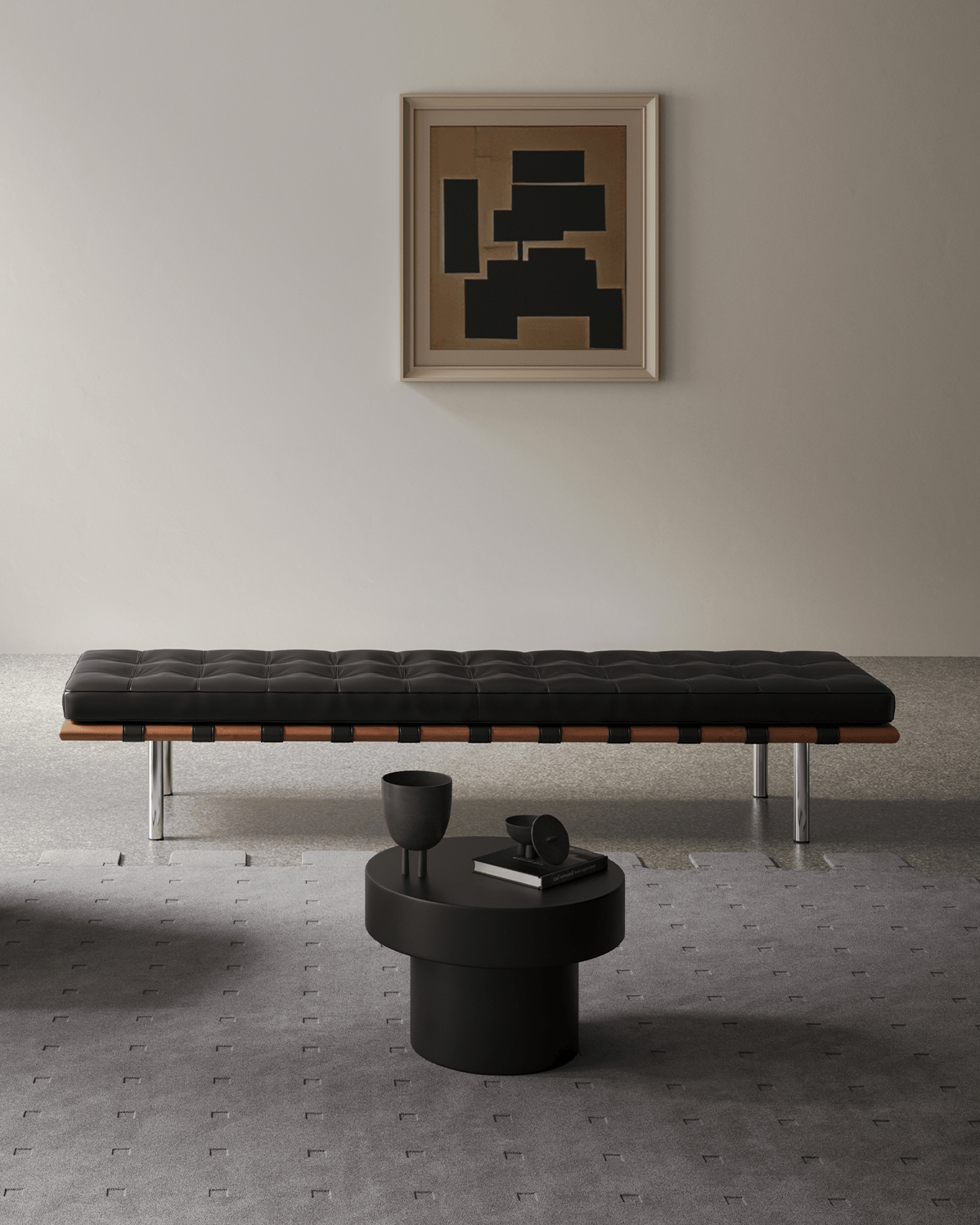 Manhattan Three Seater Bench, Black Premium Leather – Interior Icons