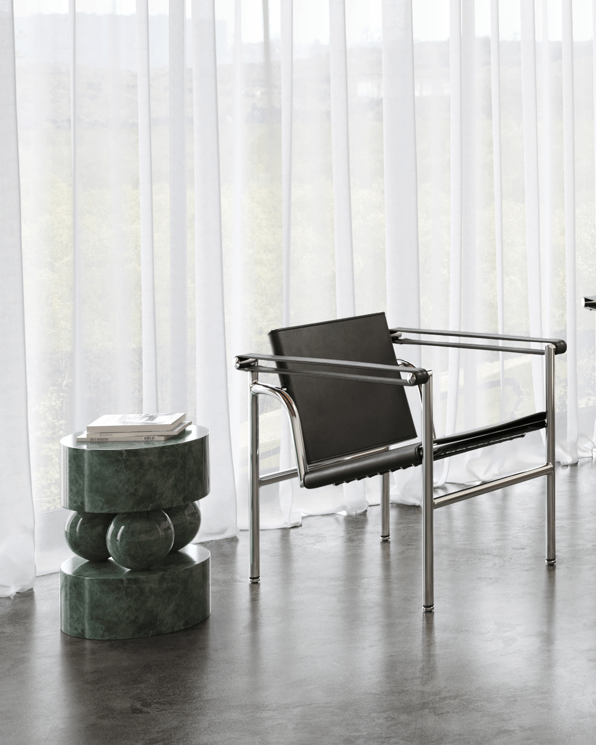 Mya Side Table, Green Marble – Interior Icons