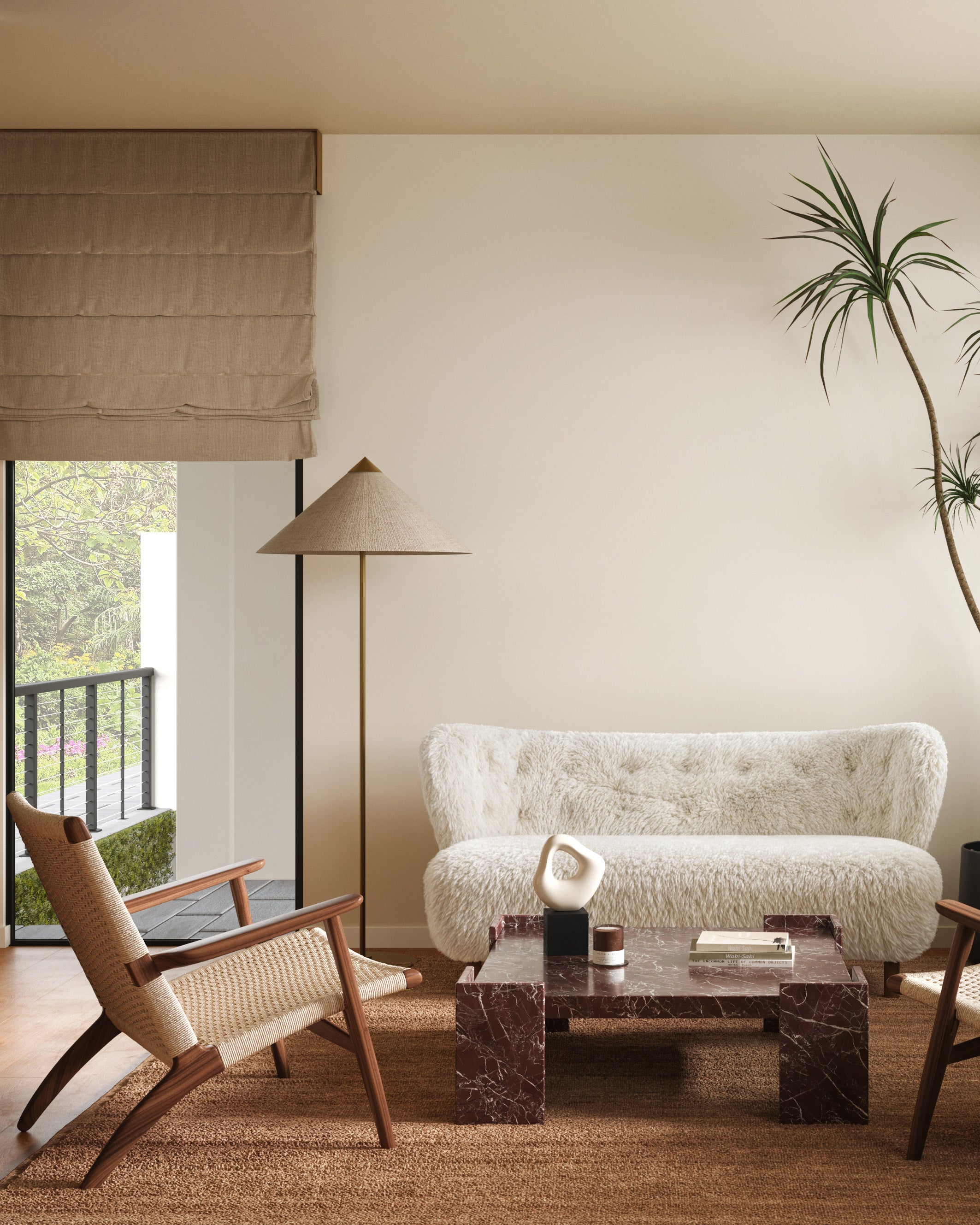Alexandre ホワイトファー風カチューシャ Petra Sofa, White Long Hair Sherpa And Walnut – Interior Icons
