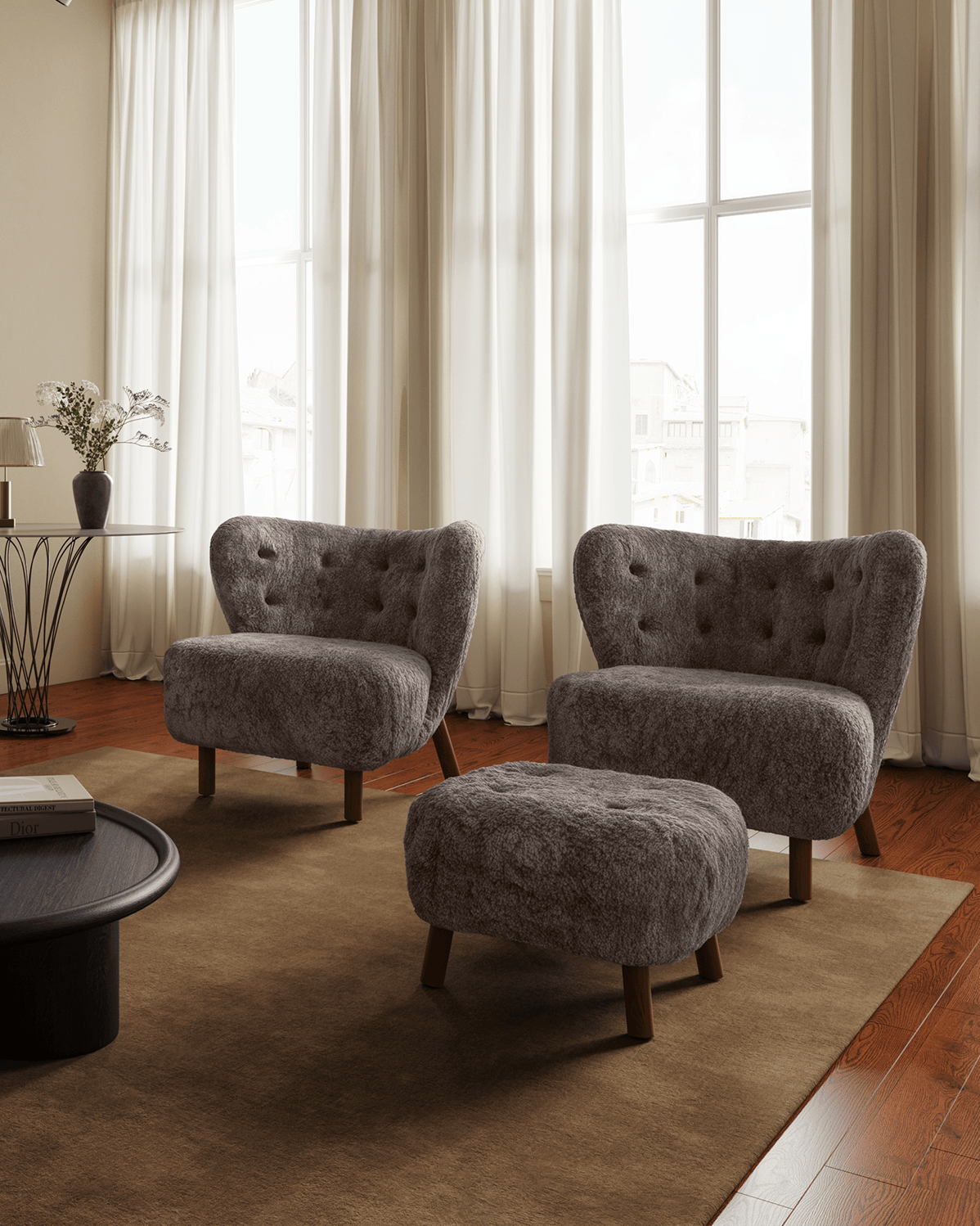 ベラフォーマ ココイストセット Petra Chair, Frosted Coco Luxe Sheepskin – Interior Icons