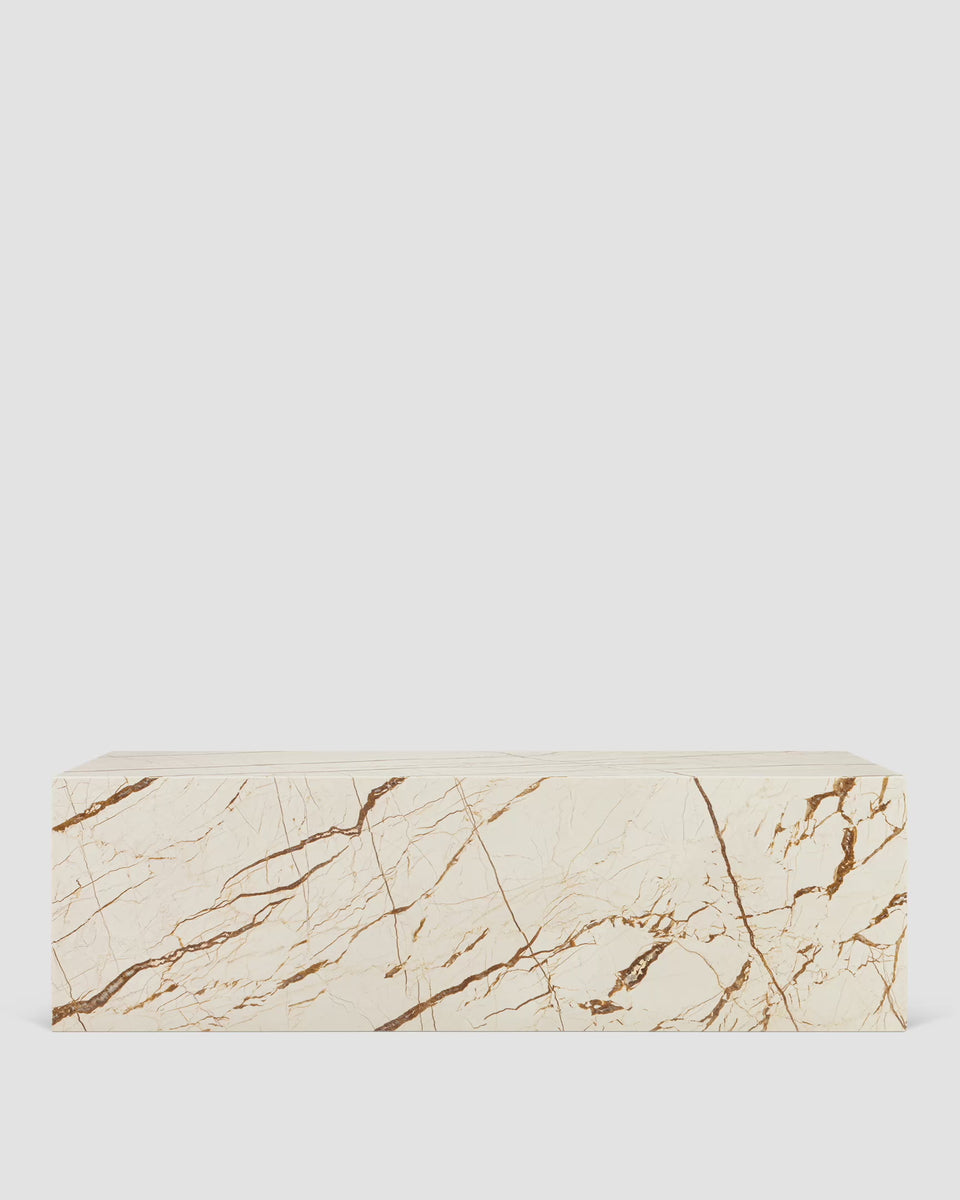 Plinth Coffee Table, Sofita Gold Marble – Interior Icons