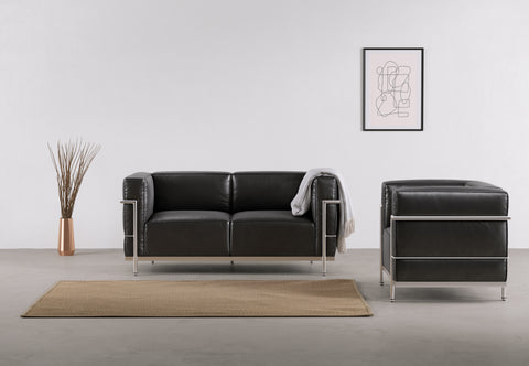 Corbusier - Corbusier Grand Modele Lounge Chair, Midnight Black Premium Leather