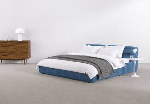 Tufted - Tufted Bed, King Size, Aegean Blue Velvet
