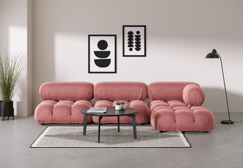 Belia - Belia Sectional, Right Chaise, Blush Pink Velvet