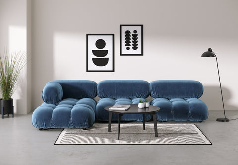 Belia - Belia Sectional, Left Chaise, Aegean Blue Velvet