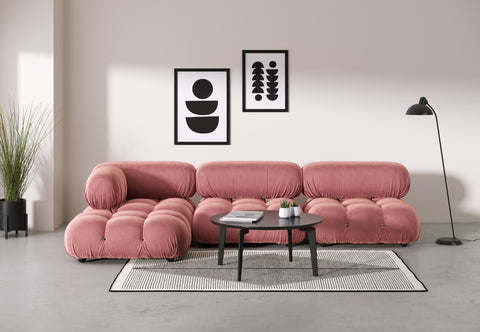 Belia Sectional - Belia Sectional, Left Chaise, Blush Pink Velvet
