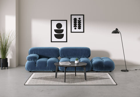 Belia - Belia Open End Sofa, Right, Aegean Blue Velvet