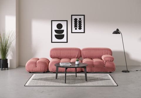 Belia - Belia Open End Sofa, Left, Blush Pink Velvet