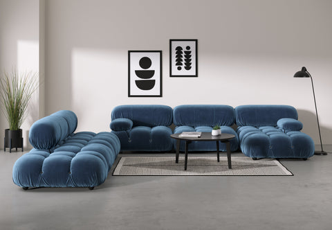 Belia - Belia Large Sectional, Left Corner, Aegean Blue Velvet