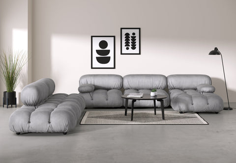 Belia - Belia Large Sectional, Left Corner, Light Gray Velvet