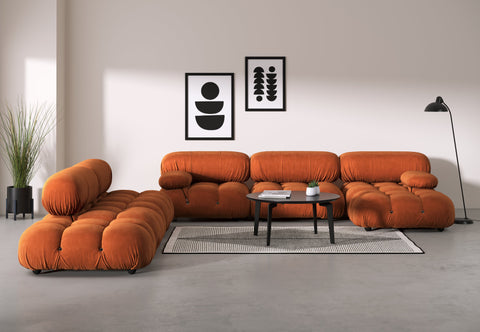 Belia - Belia Large Sectional, Left Corner, Apricot Velvet