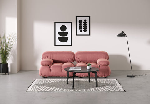 Belia - Belia Two Seater Sofa, Blush Pink Velvet