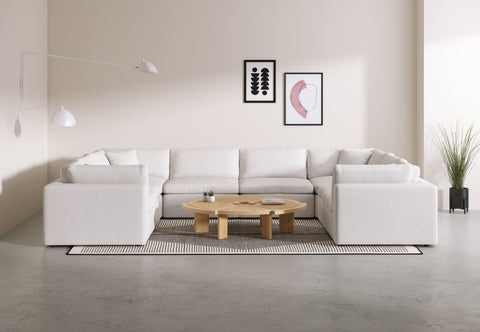 Cloud - Cloud Sectional Sofa, Eight Seater, White Linen