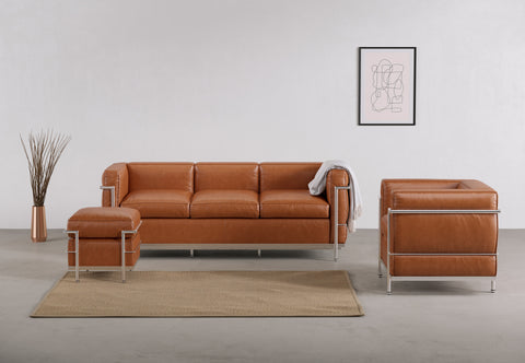 Corbusier - Petit Modele Ottoman, Tan Premium Leather