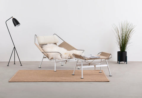 Halyard - Halyard Lounge Chair, Ivory Premium Leather and Icelandic Sheepskin