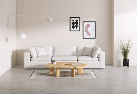 Cloud - Cloud Sectional Sofa, Three Seater, White Linen