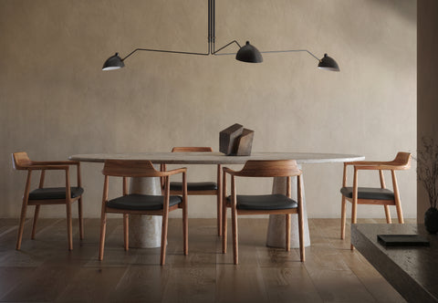 Astora - Astora Oval Dining Table, White Travertine