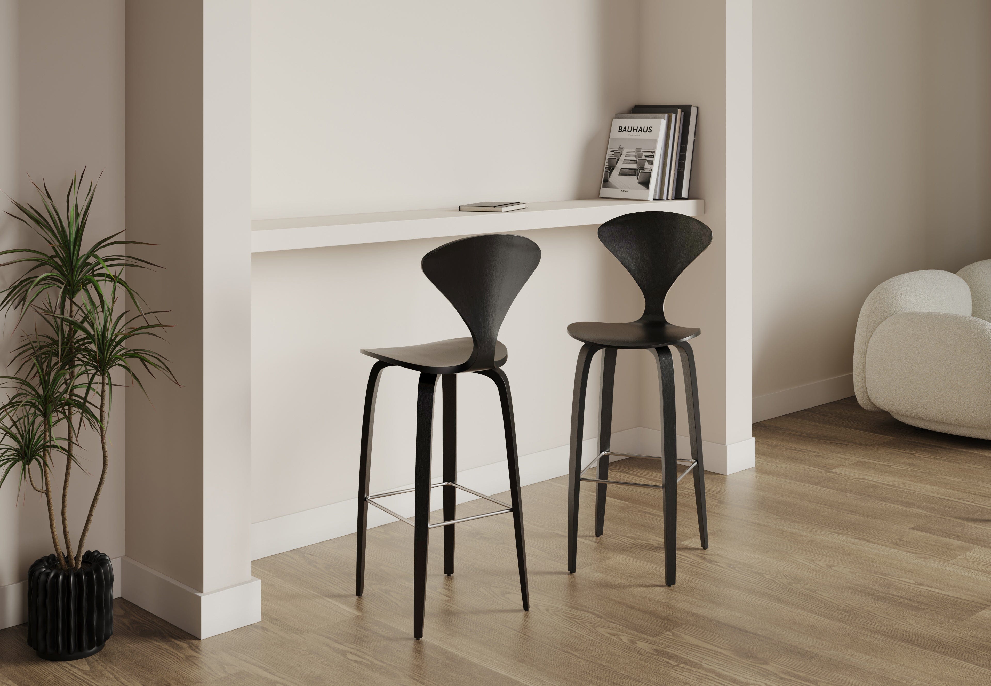 Norman Bar Stool, Black Ash, 29.5