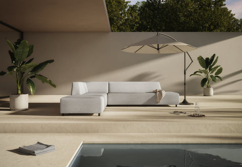 Acqua - Acqua Outdoor Sectional Module, Sofa, Left, Dove Gray Performance Weave
