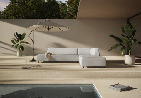 Acqua - Acqua Outdoor Sectional Module, Sofa, Right, Dove Gray Performance Weave