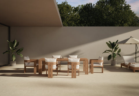 Lusso - Lusso Outdoor Lounger, Natural Teak with White Cushions