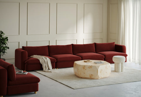 Morrell - Morrell Four Seater Sofa, Garnet Velvet