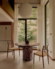 Dining Tables Saga Round Dining Table, Rosso Levanto Marble