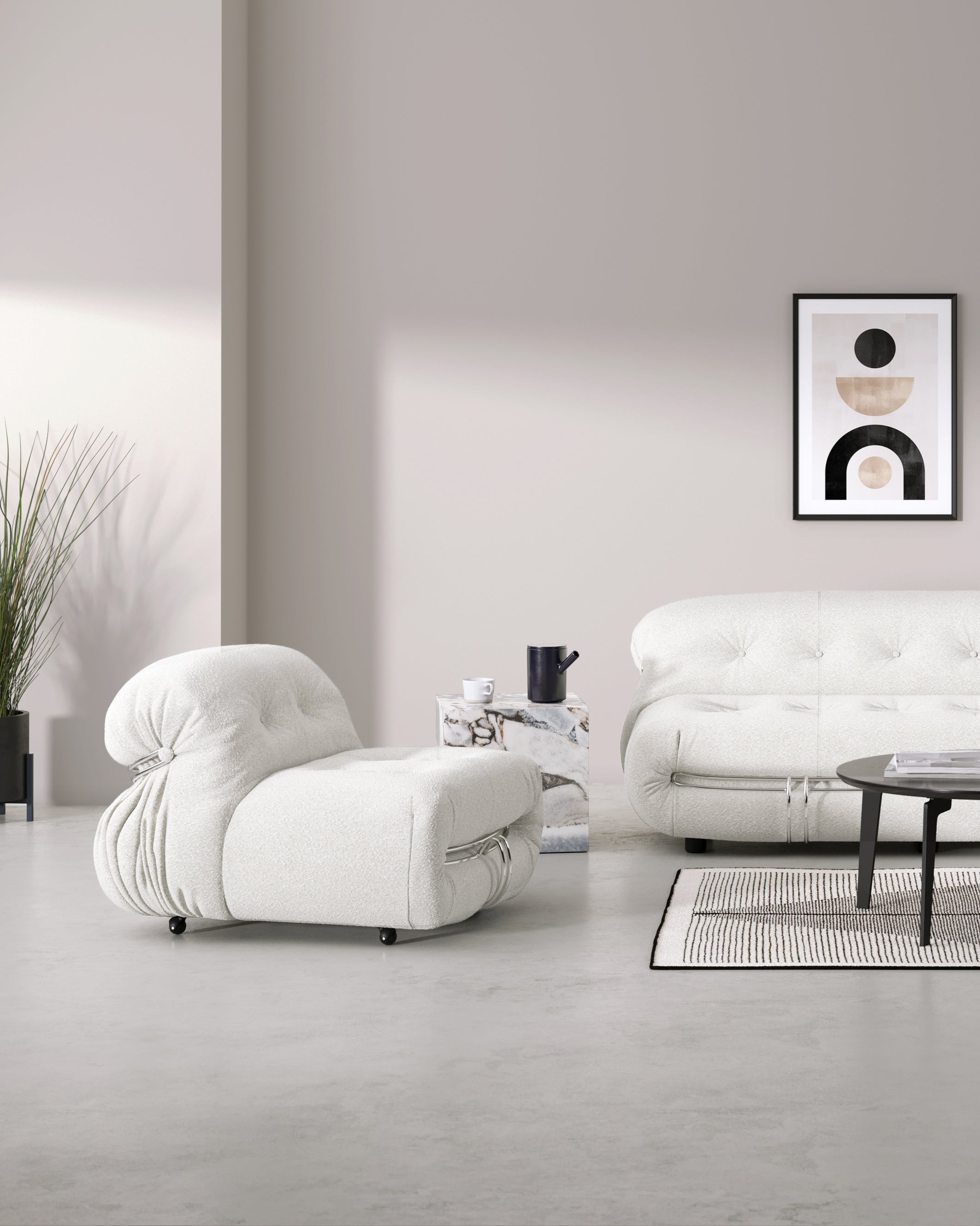 Soriana Lounge Chair, White Boucle – Interior Icons