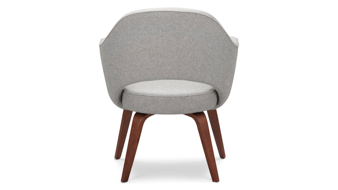 Executive Style - Executive Style Arm Chair, Light Gray Wool and Walnut