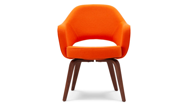 Executive Style - Executive Style Arm Chair, Tangerine Orange Wool and Walnut