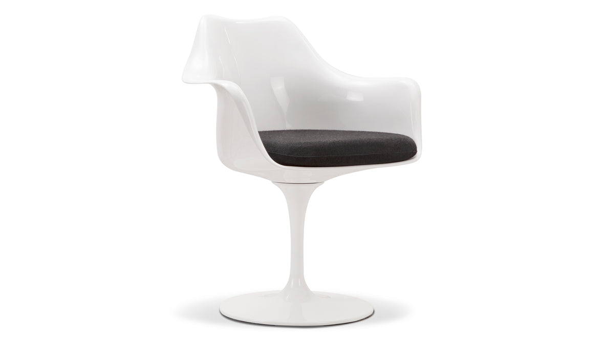 Tulip Style Chair - Tulip Style Armchair, Midnight Black Wool