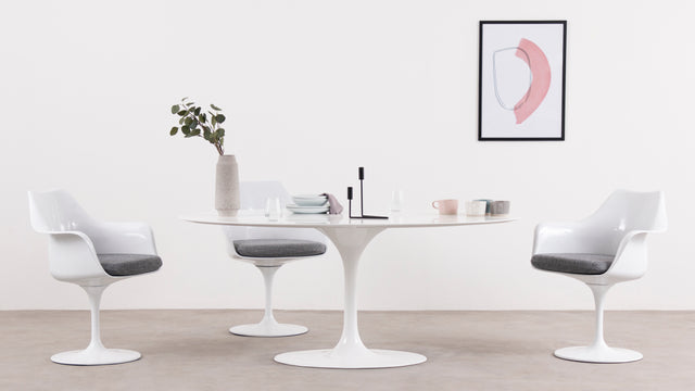 Tulip Style Chair - Tulip Style Armchair, Gray Wool