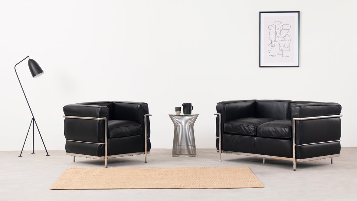 Corbusier Chair - Corbusier Petit Modele Lounge Chair, Black Premium Leather