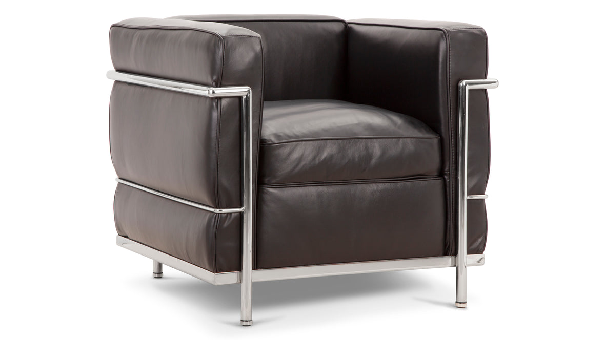 Corbusier Chair - Corbusier Petit Modele Lounge Chair, Black Premium Leather
