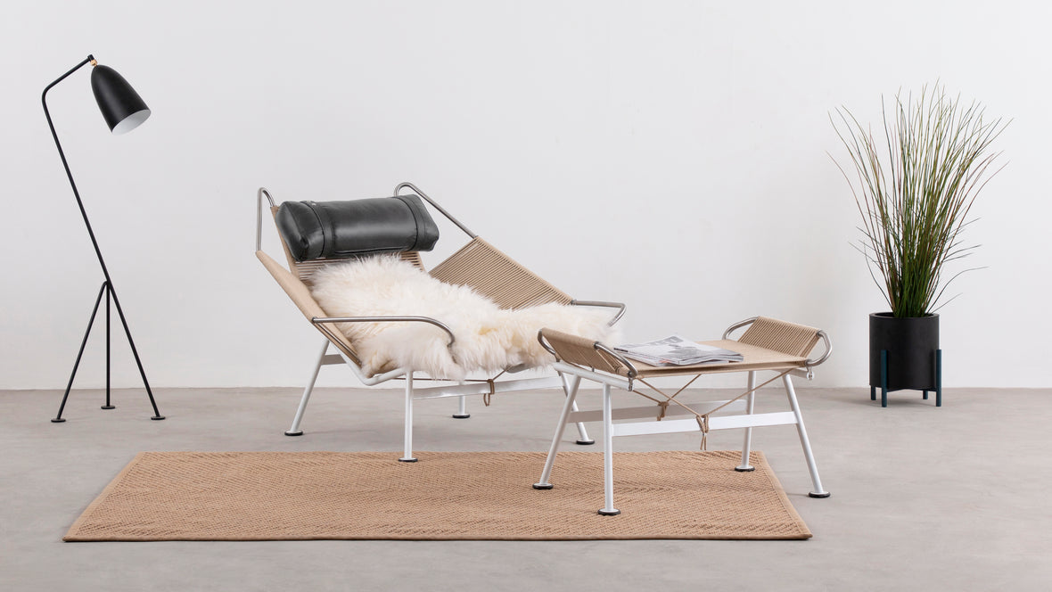 Halyard Chair - Halyard Lounge Chair, Black Premium Leather and Icelandic Sheepskin